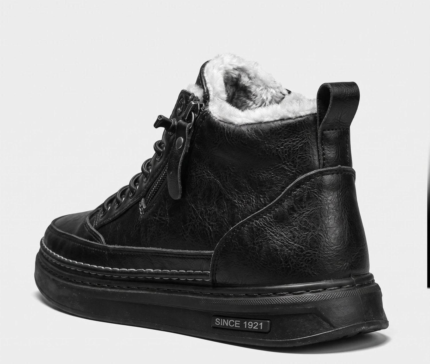 Veterboots Heren - Warm Gevoerd Rits — Bram in Zwart - Finn Jules