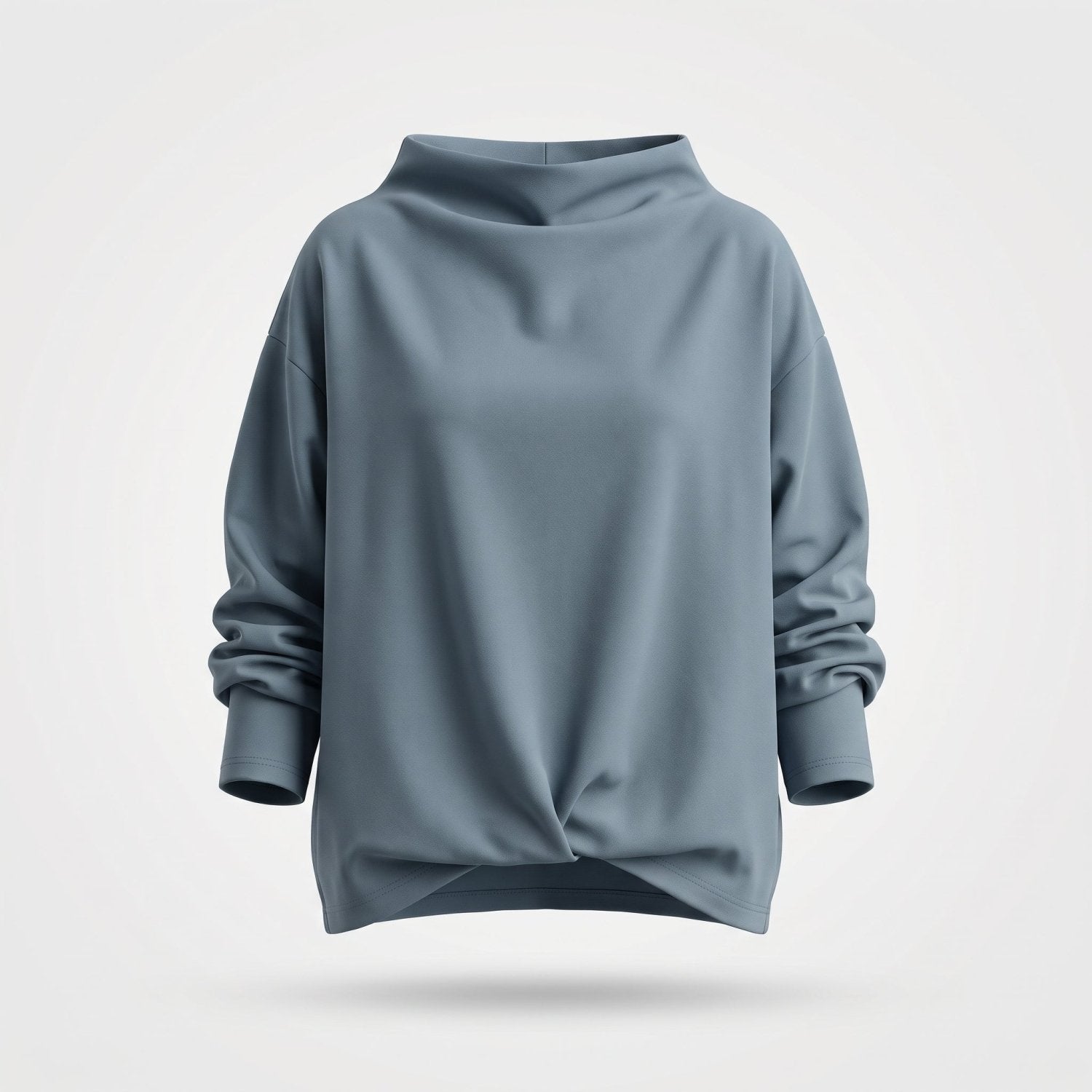 Zachte Gebreide Top met Gedrapeerde Col — Elly in Blauw - Finn Jules