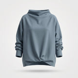 Zachte Gebreide Top met Gedrapeerde Col — Elly in Blauw - Finn Jules