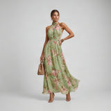 Maxi Jurk met Bloemenprint en Halterhals — Truus