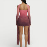 Strapless Mesh Mini-Jurk met Drapage - Finn Jules in Paars - Finn Jules