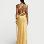 Satijnen One-Shoulder Maxi-Jurk - Finn Jules in Geel - Finn Jules